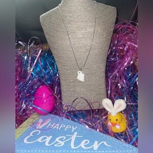 White Bunny Charm Necklace